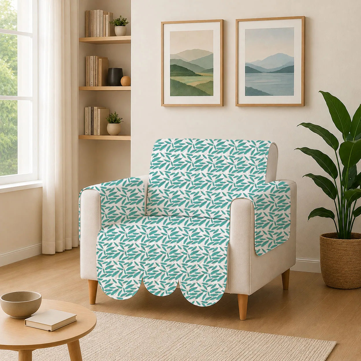1 Seater Sofa Cover with Non Slip Base (Size A (55 cm), Floral Paradise, Petals)
