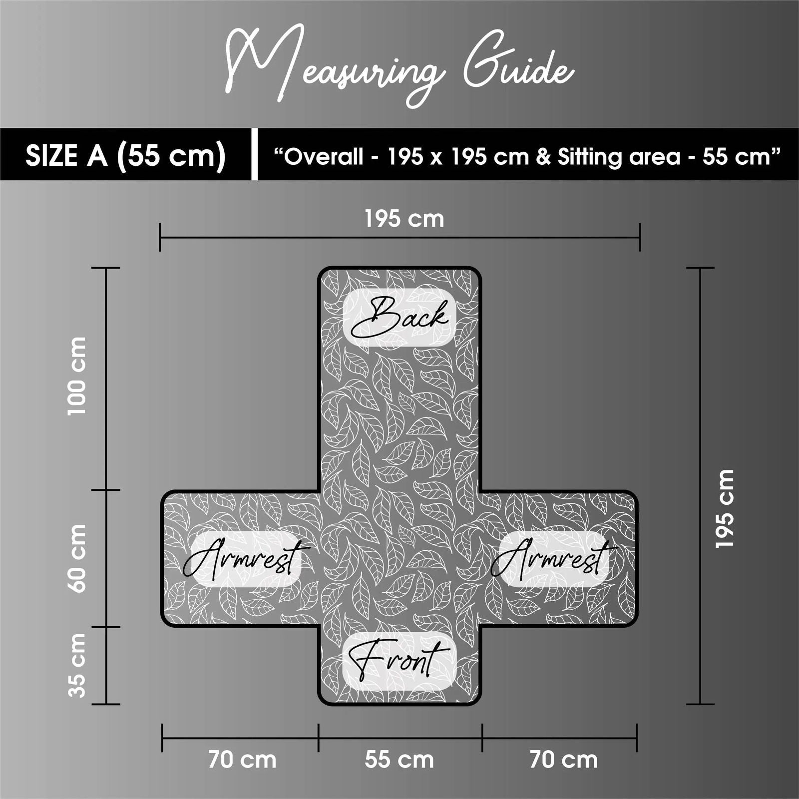 1 Seater Recliner Sofa Cover with Elastic Strap (Size A (55 cm), Blooming Leaves) - Shades of Mom