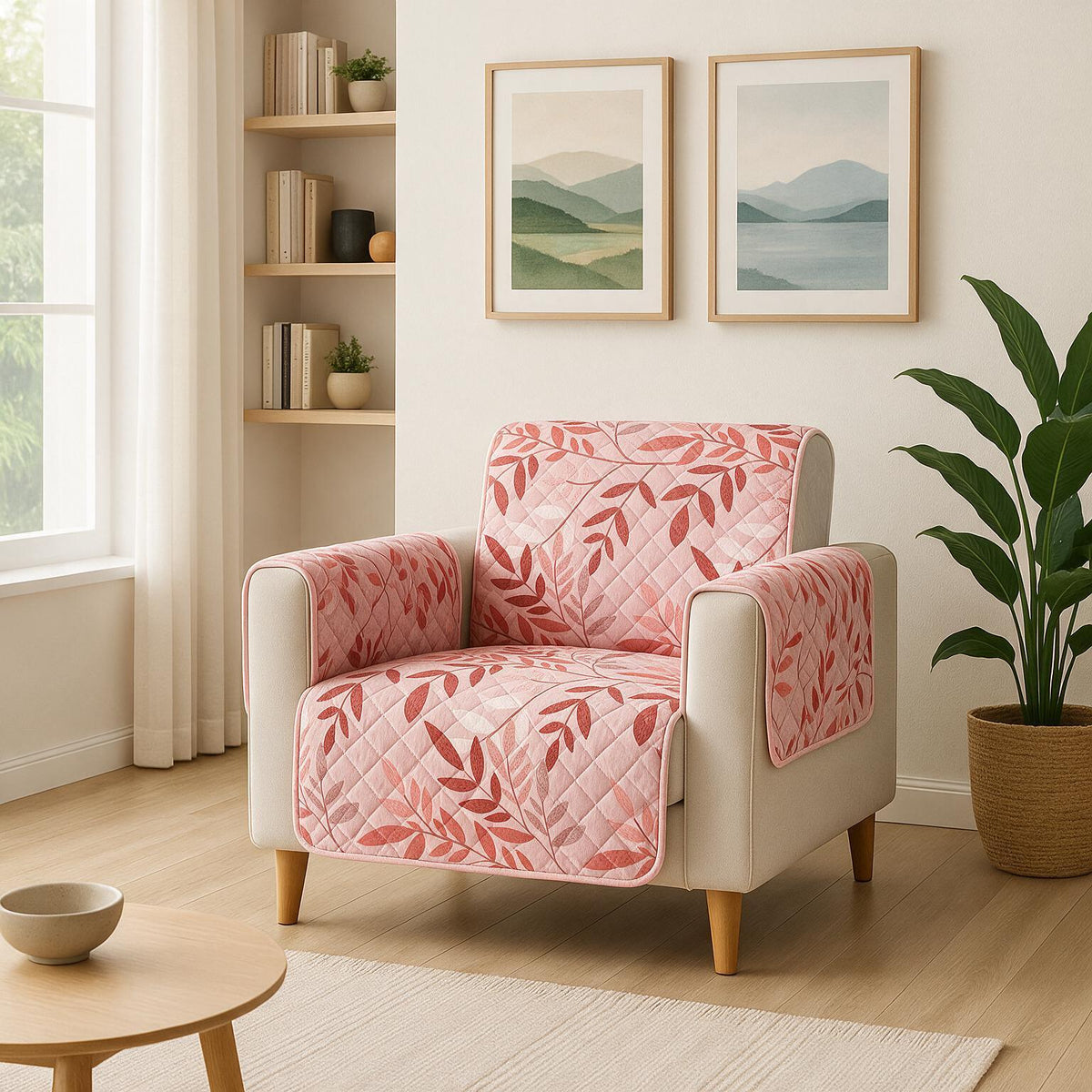 1 Seater Sofa Cover | Non Slip Base | Blush Bloom