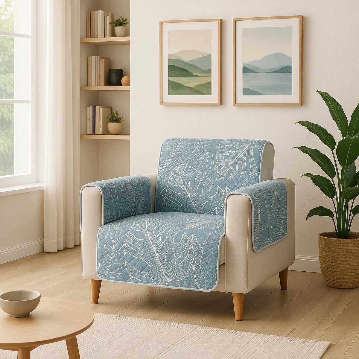 1 Seater Sofa Cover | Non Slip Base | Coastal Breeze