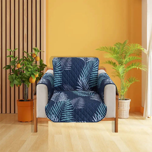 1 Seater Sofa Cover with Elastic Strap (Size A (55 cm), Fern Shades) - Shades of Mom