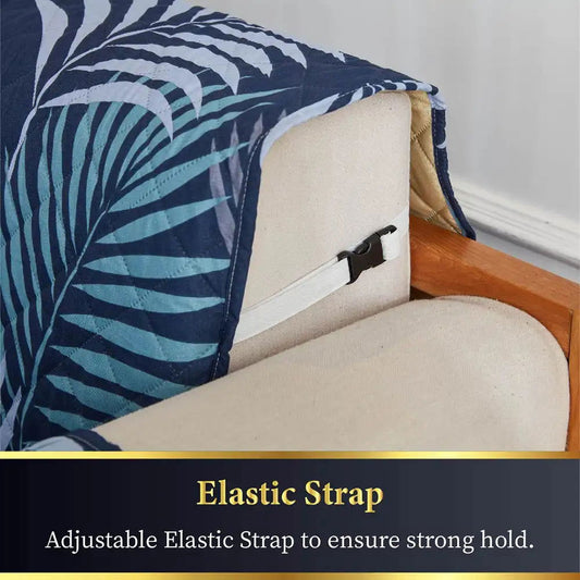 1 Seater Sofa Cover with Elastic Strap (Size A (55 cm), Fern Shades) - Shades of Mom