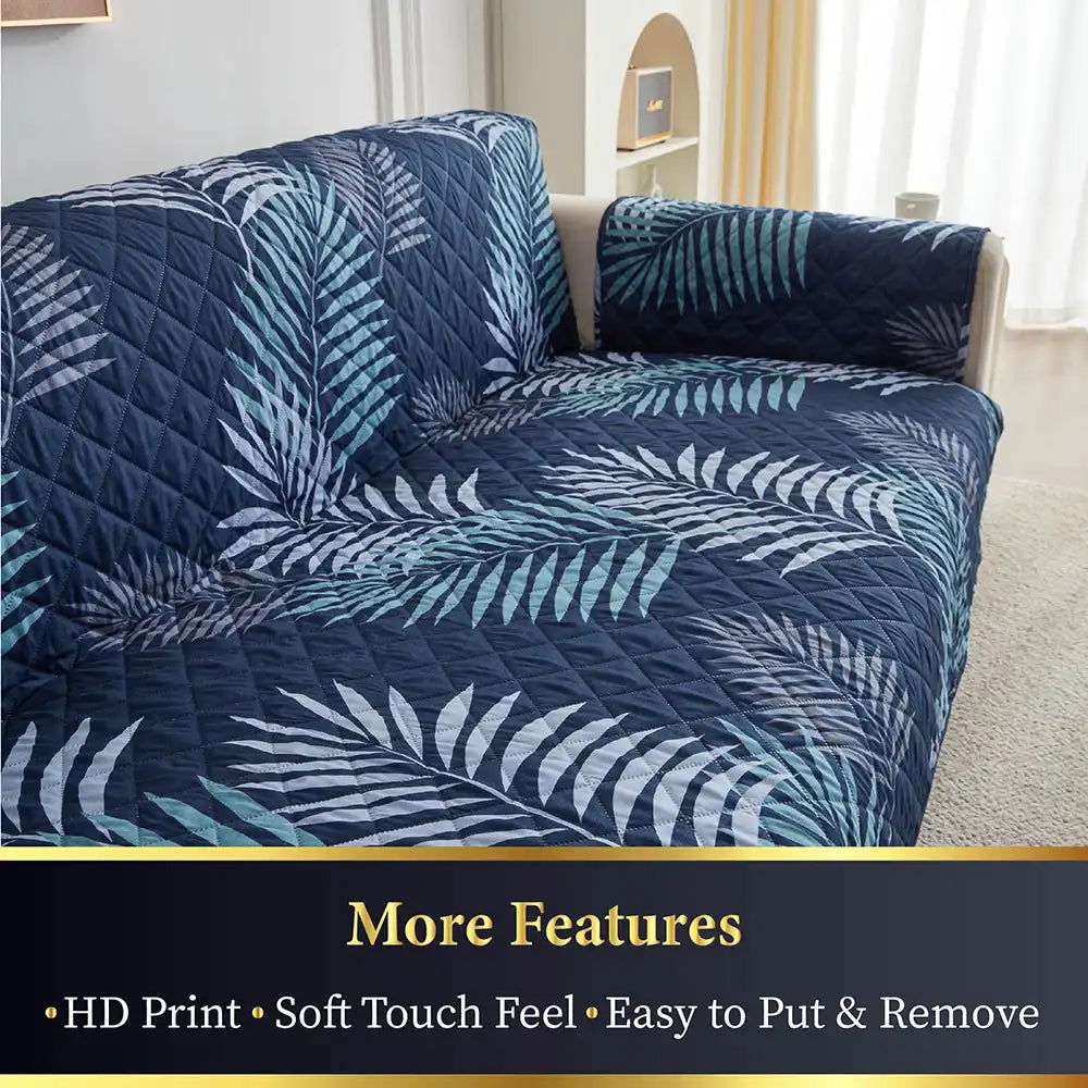 1 Seater Sofa Cover with Elastic Strap (Size A (55 cm), Fern Shades) - Shades of Mom