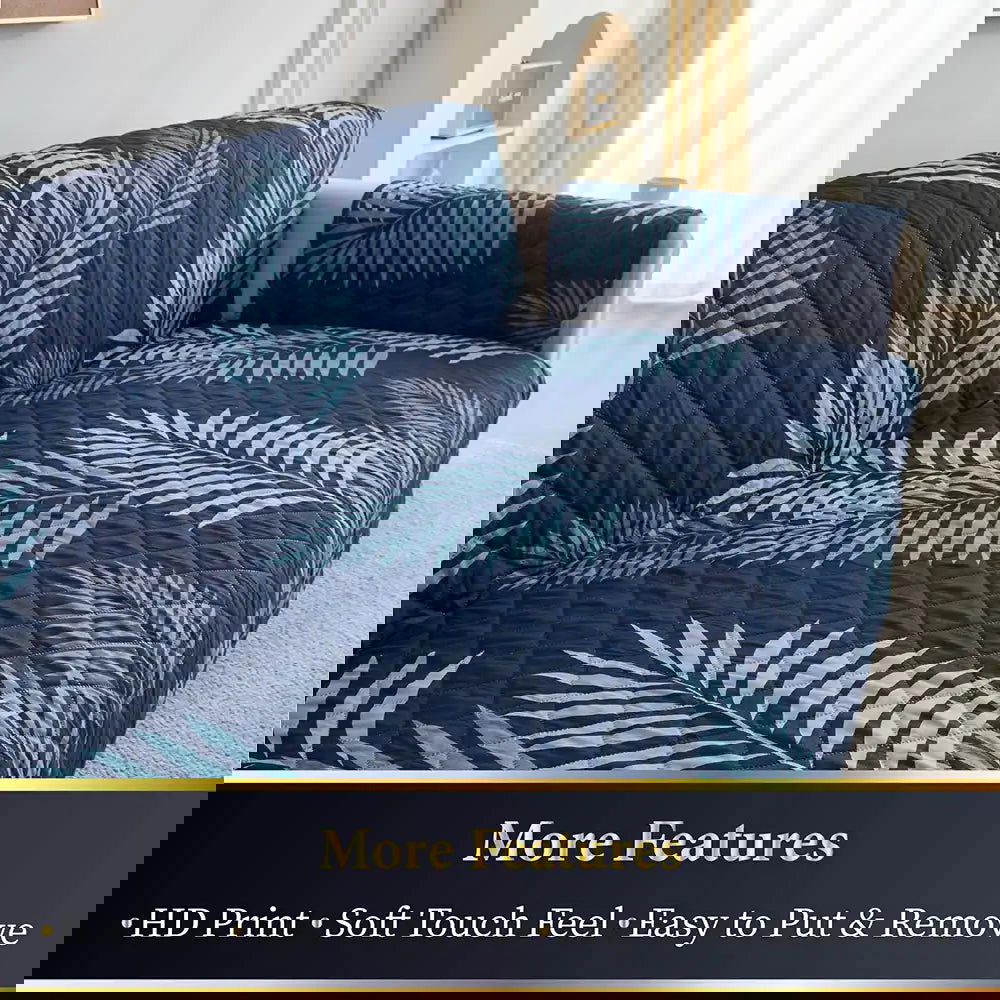 1 Seater Sofa Cover with Elastic Strap (Size A (55 cm), Fern Shades) - Shades of Mom