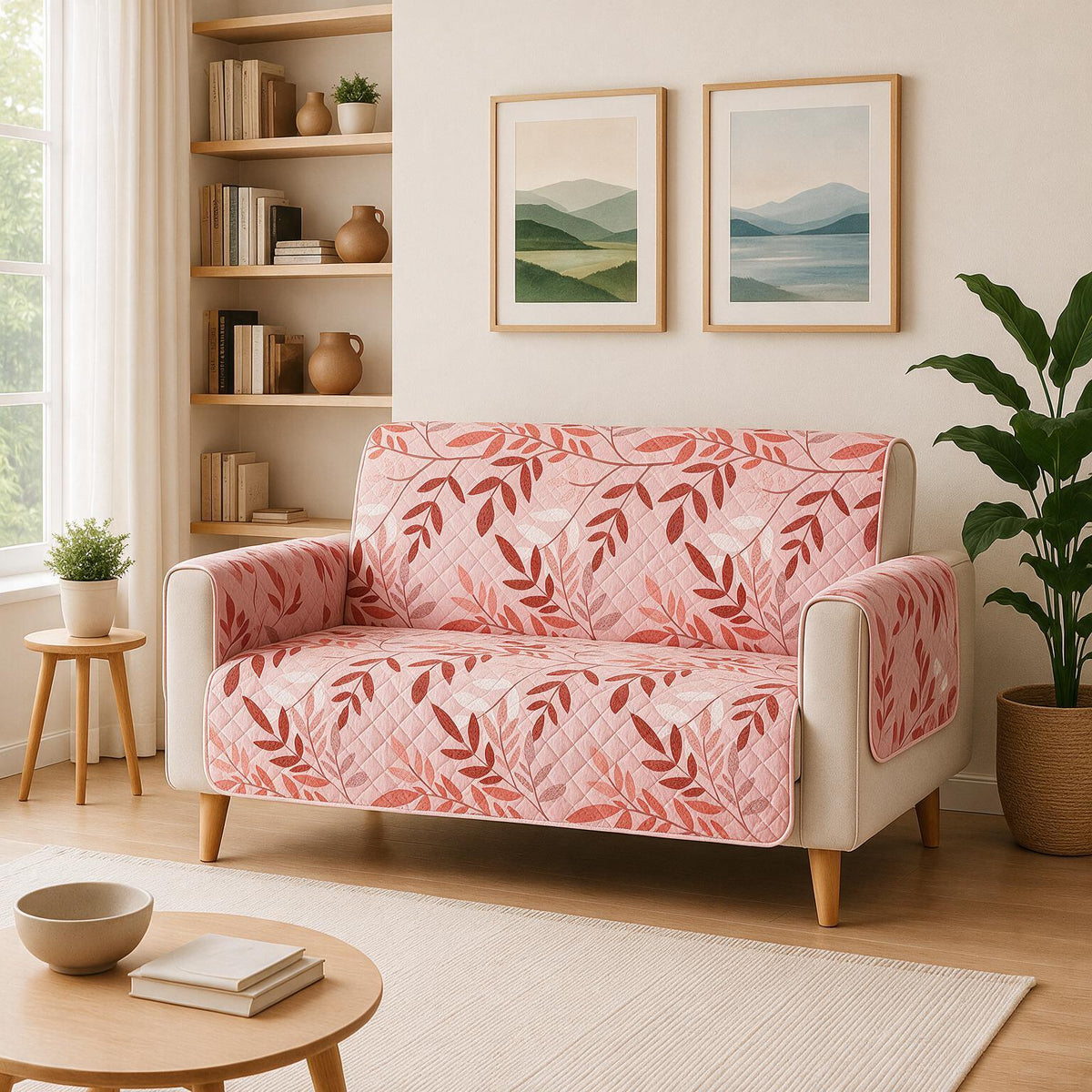 2 Seater Sofa Cover | Non Slip Base | Blush Bloom