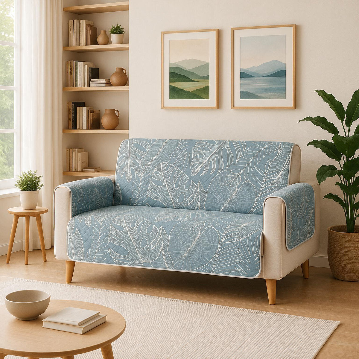 2 Seater Sofa Cover | Non Slip Base | Coastal Breeze