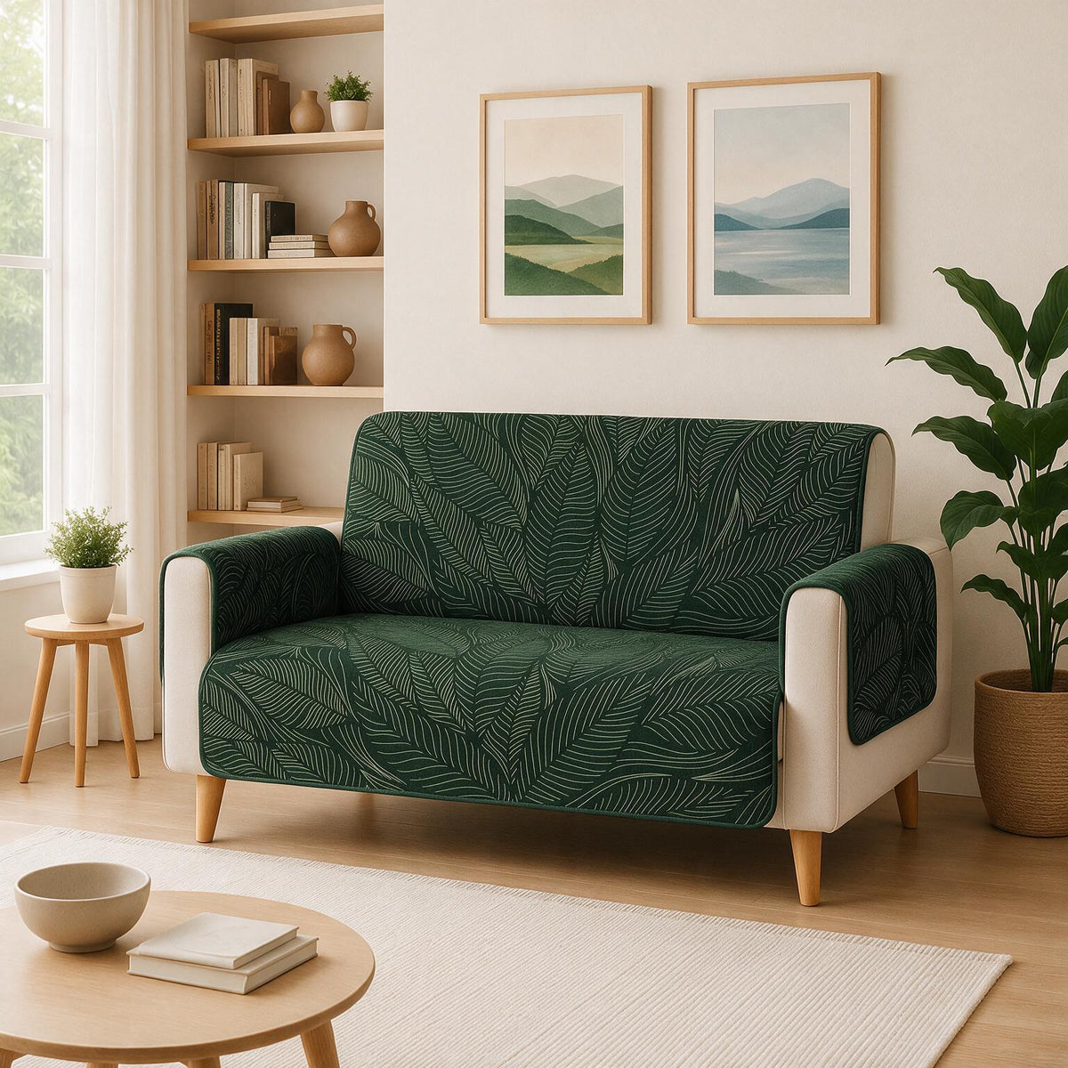 2 Seater Sofa Cover | Non Slip Base | Emerald Whisper