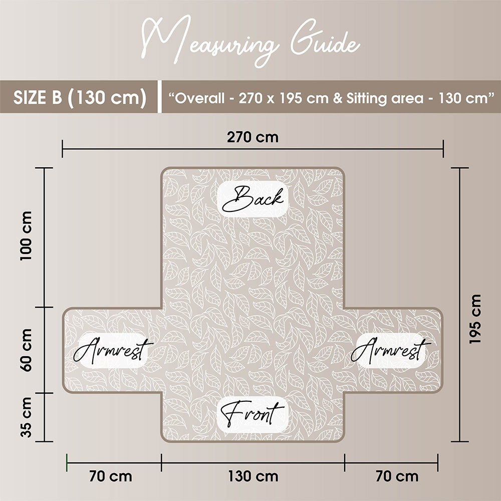 2 Seater Sofa Cover with Non Slip Base (Size B (130 cm), Silent Meadow)