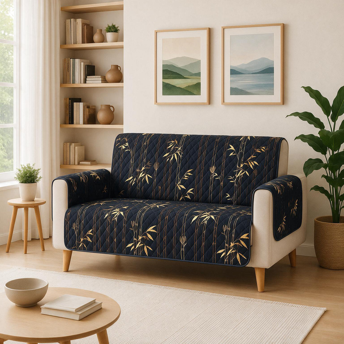 2 Seater Sofa Cover | Non Slip Base | Midnight Bamboo
