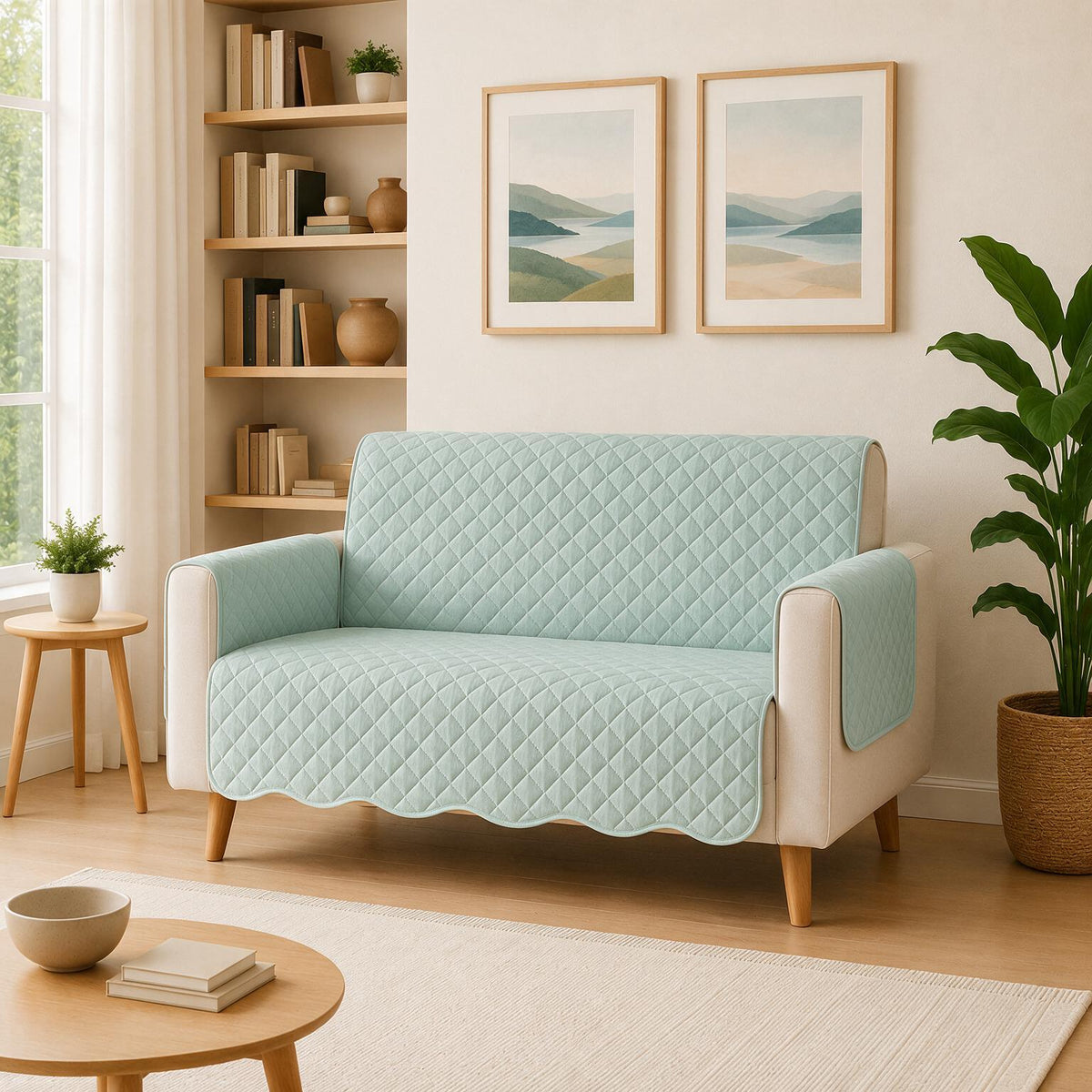 2 Seater Sofa Cover | Non Slip Base | Spring Valley | Waves