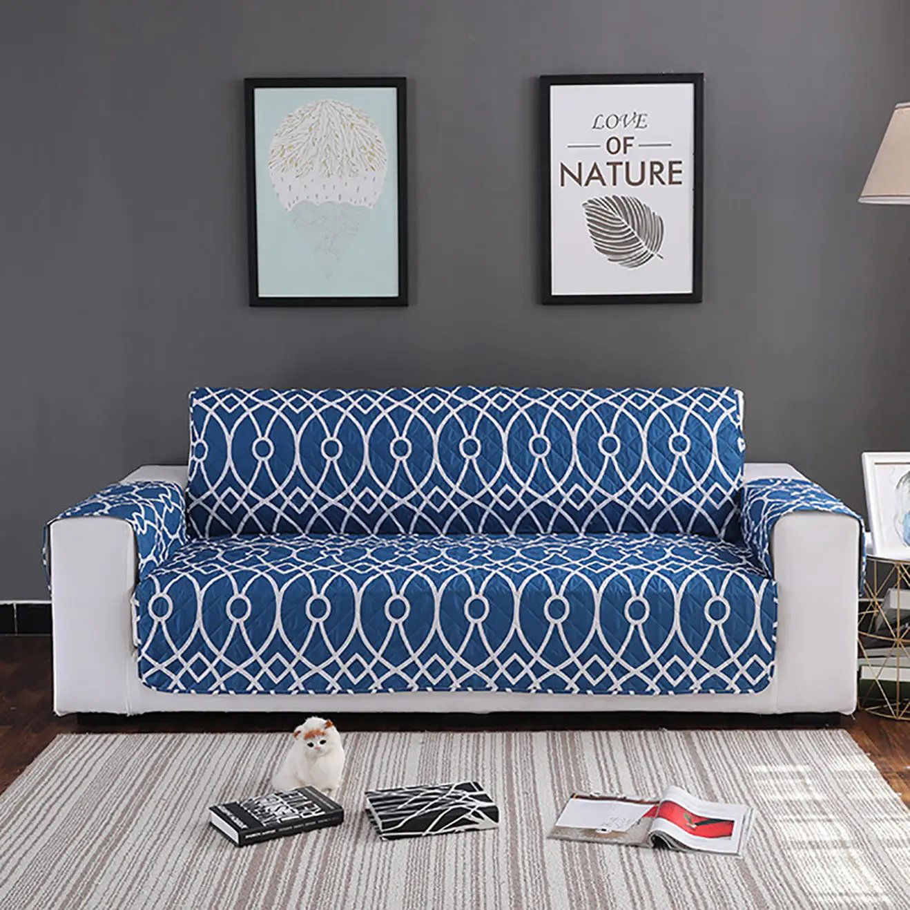 2 Seater Sofa Cover with Elastic Strap (Size B (130 cm), Luck Knot) - Shades of Mom