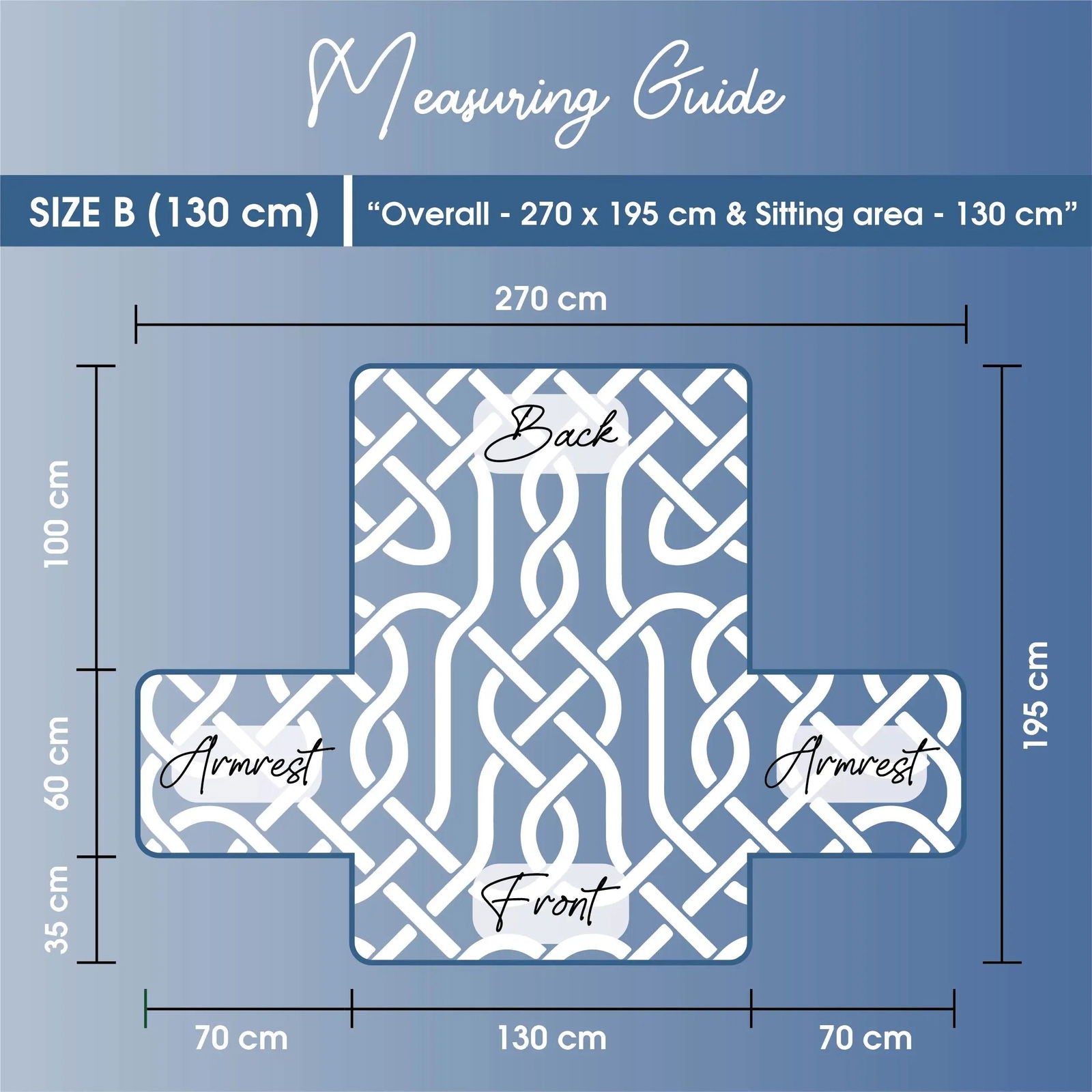 2 Seater Sofa Cover with Elastic Strap (Size B (130 cm), Luck Knot) - Shades of Mom