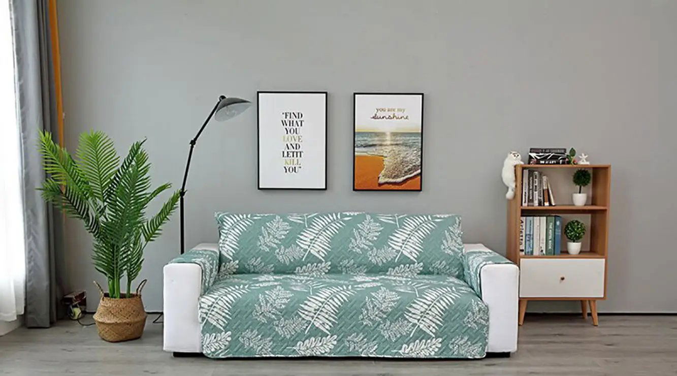 2 Seater Sofa Cover with Elastic Strap (Size B (130 cm), Warm Leaves) - Shades of Mom