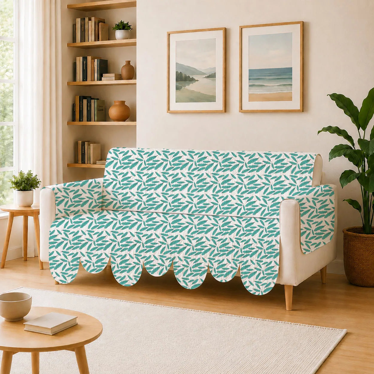 3 Seater Sofa Cover with Non Slip Base (Size C (190 cm), Floral Paradise, Petals)