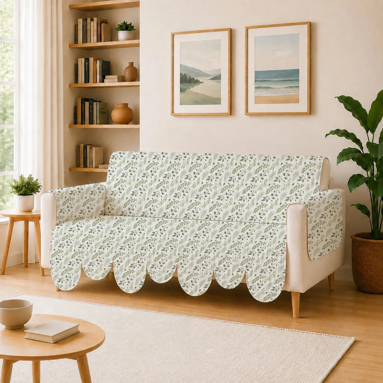 3 Seater Sofa Cover with Non Slip Base (Size C (190 cm), Lush Canopy, Petals)