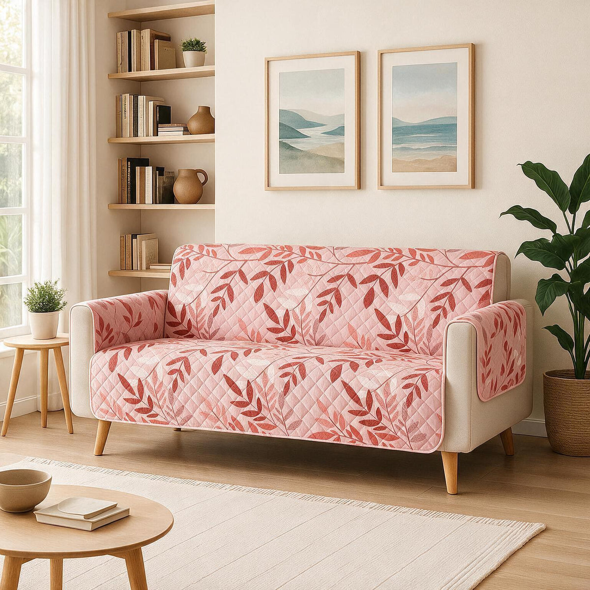 3 Seater Sofa Cover | Non Slip Base | Blush Bloom