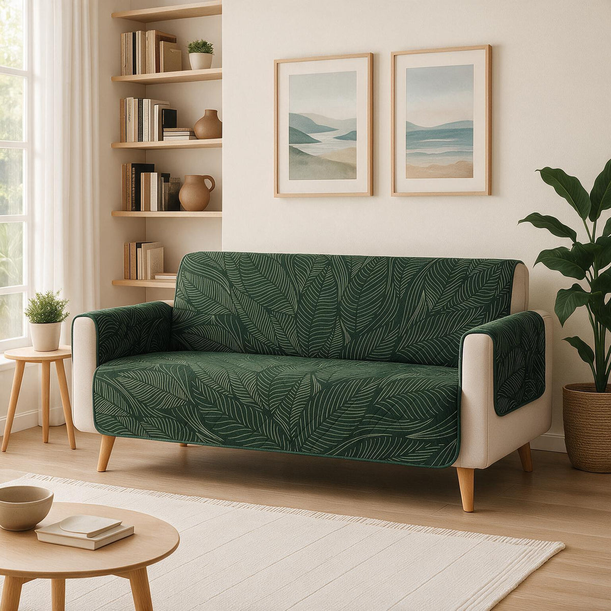 3 Seater Sofa Cover | Non Slip Base | Emerald Whisper