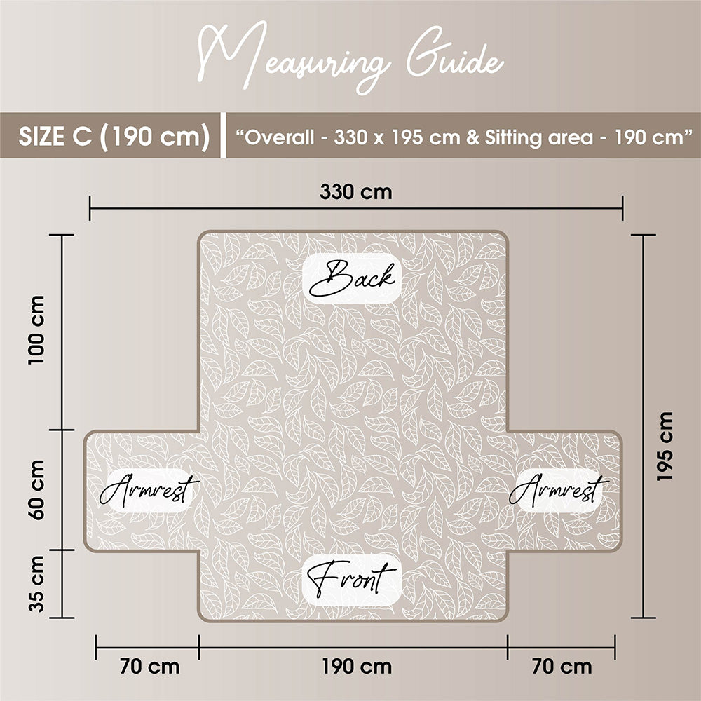 3 Seater Sofa Cover with Non Slip Base (Size C (190 cm), Lush Canopy)