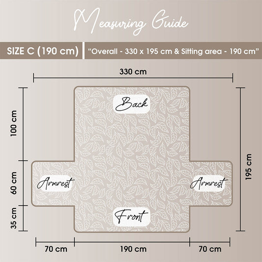 3 Seater Sofa Cover with Non Slip Base (Size C (190 cm), Fallen Leaves)