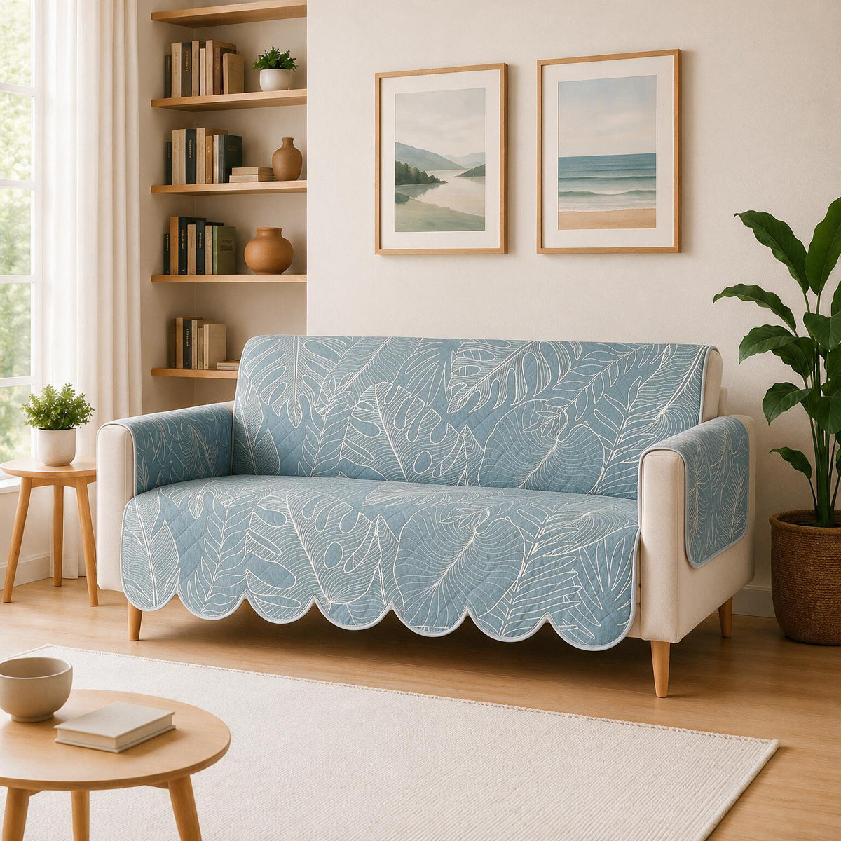 3 Seater Sofa Cover | Non Slip Base | Spring Valley | Scallops