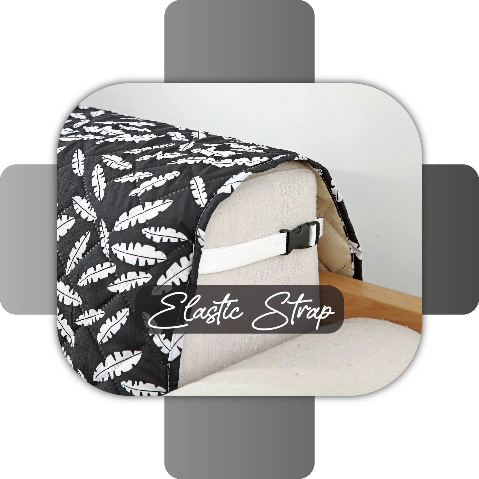 3 Seater Sofa Cover with Elastic Strap (Size C (190 cm), Blooming Leaves) - Shades of Mom
