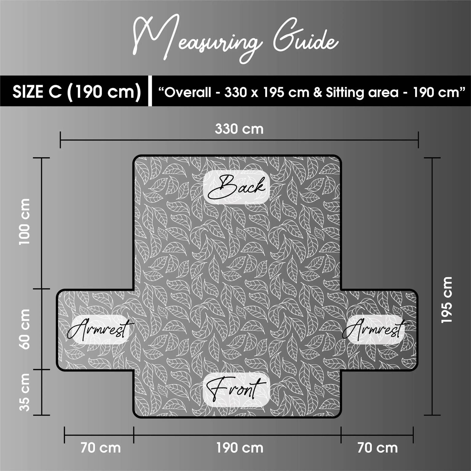 3 Seater Sofa Cover with Elastic Strap (Size C (190 cm), Blooming Leaves) - Shades of Mom