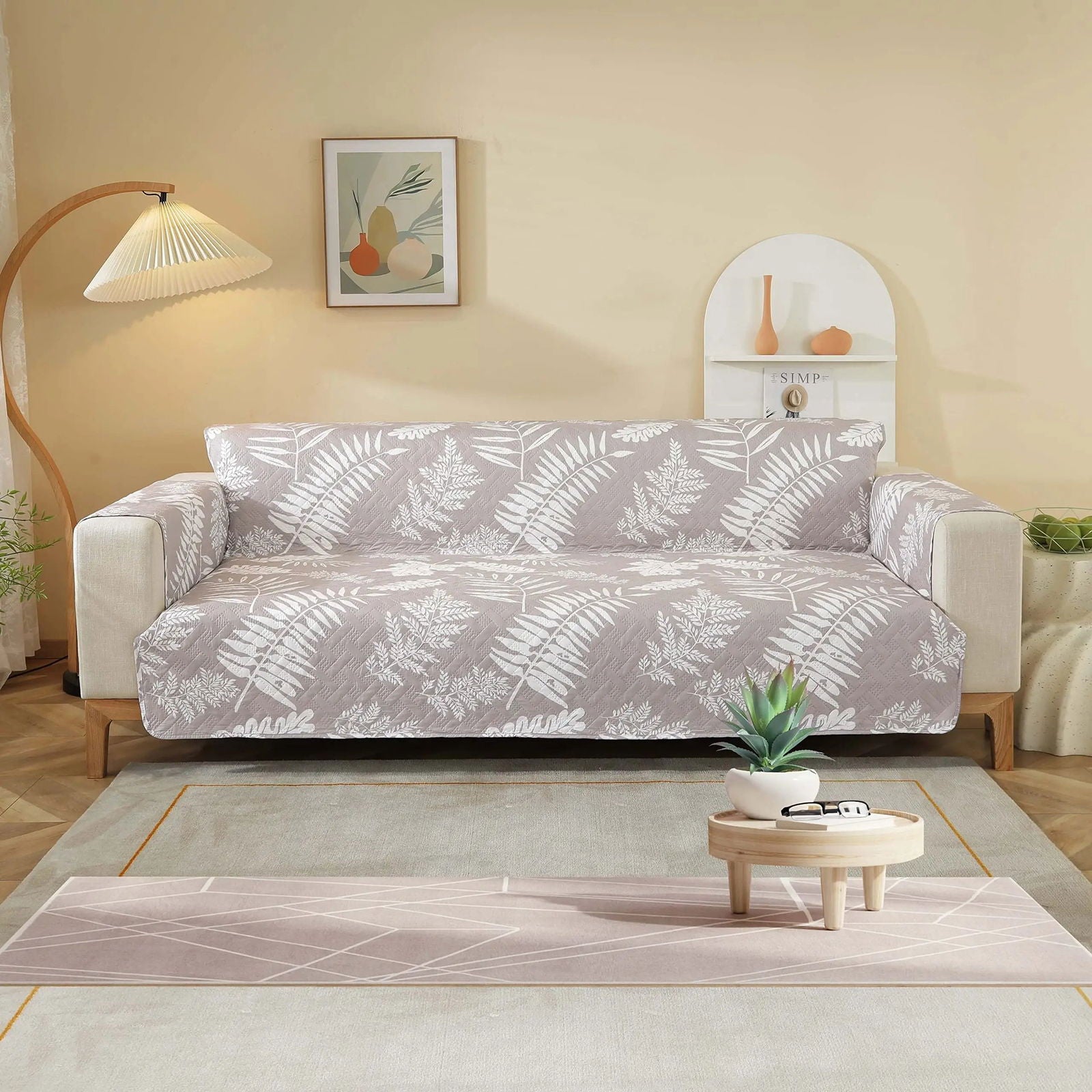 3 Seater Sofa Cover with Elastic Strap (Size C (190 cm), Calm Breeze) - Shades of Mom