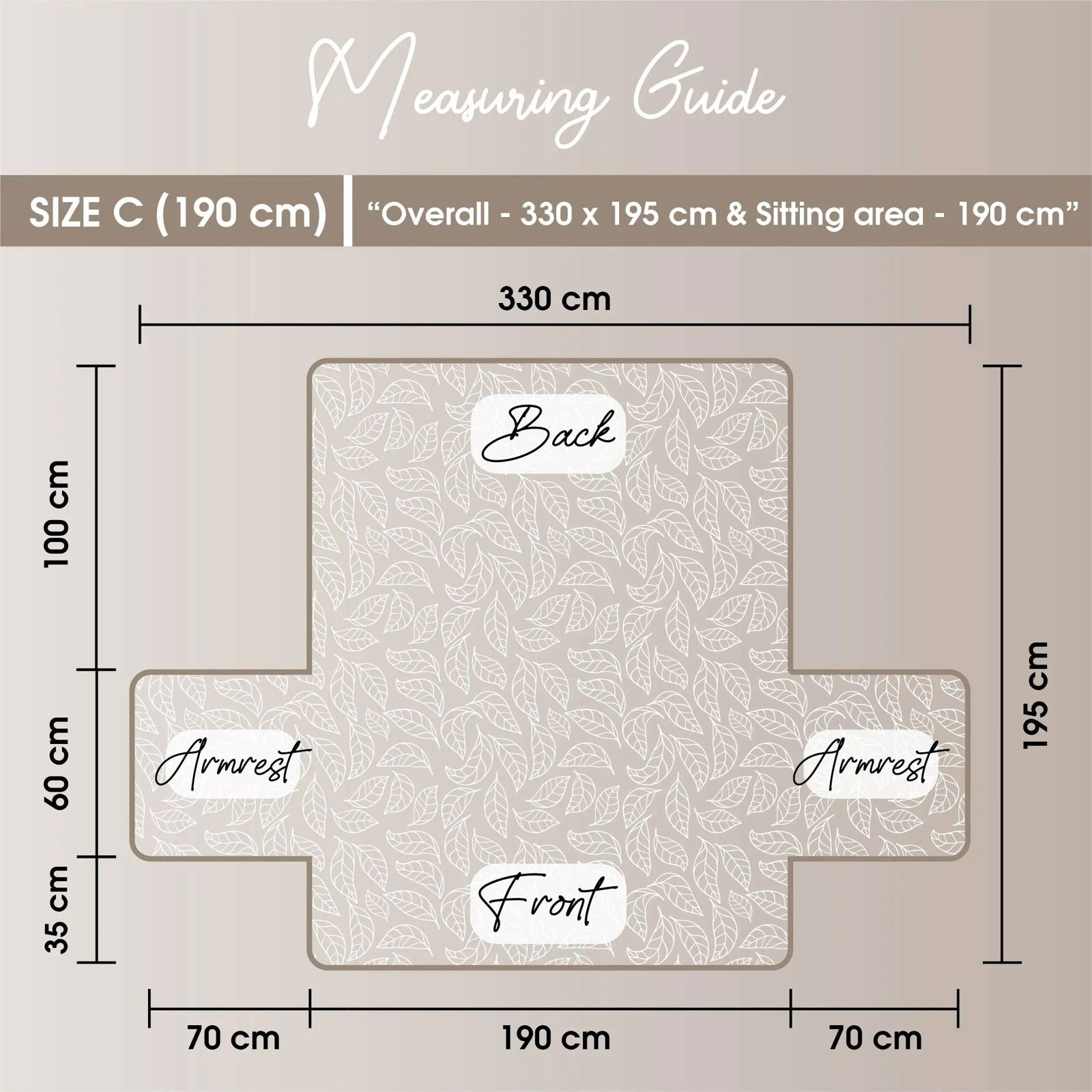 3 Seater Sofa Cover with Elastic Strap (Size C (190 cm), Calm Breeze) - Shades of Mom