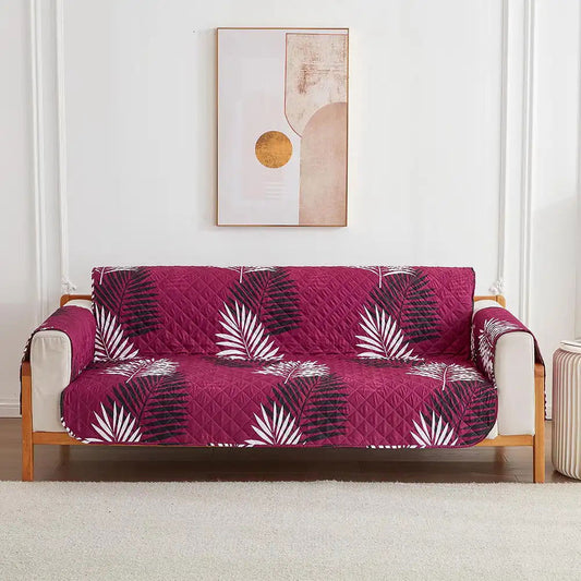 3 Seater Sofa Cover with Elastic Strap (Size C (190 cm), Fierce Leaflets) - Shades of Mom