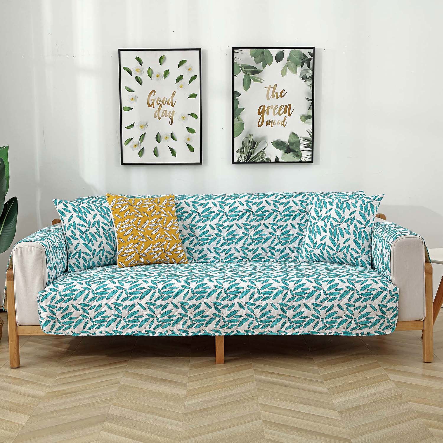3 Seater Sofa Cover with Elastic Strap (Size C (190 cm), Floral Paradise) - Shades of Mom