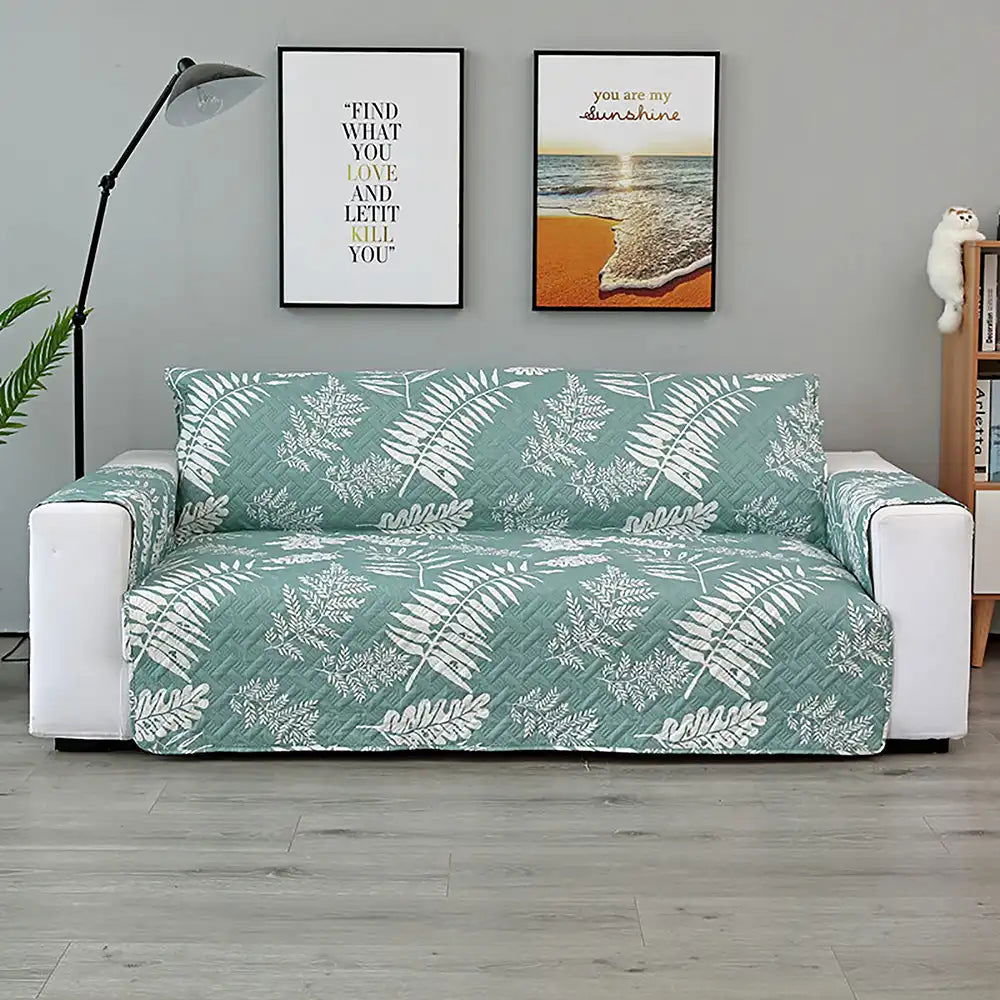 3 Seater Sofa Cover with Elastic Strap (Size C (190 cm), Warm Leaves) - Shades of Mom