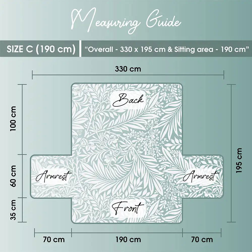 3 Seater Sofa Cover with Elastic Strap (Size C (190 cm), Warm Leaves) - Shades of Mom