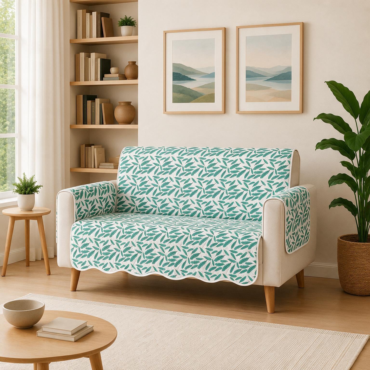 2 Seater Sofa Cover | Non Slip Base | Floral Paradise | Waves