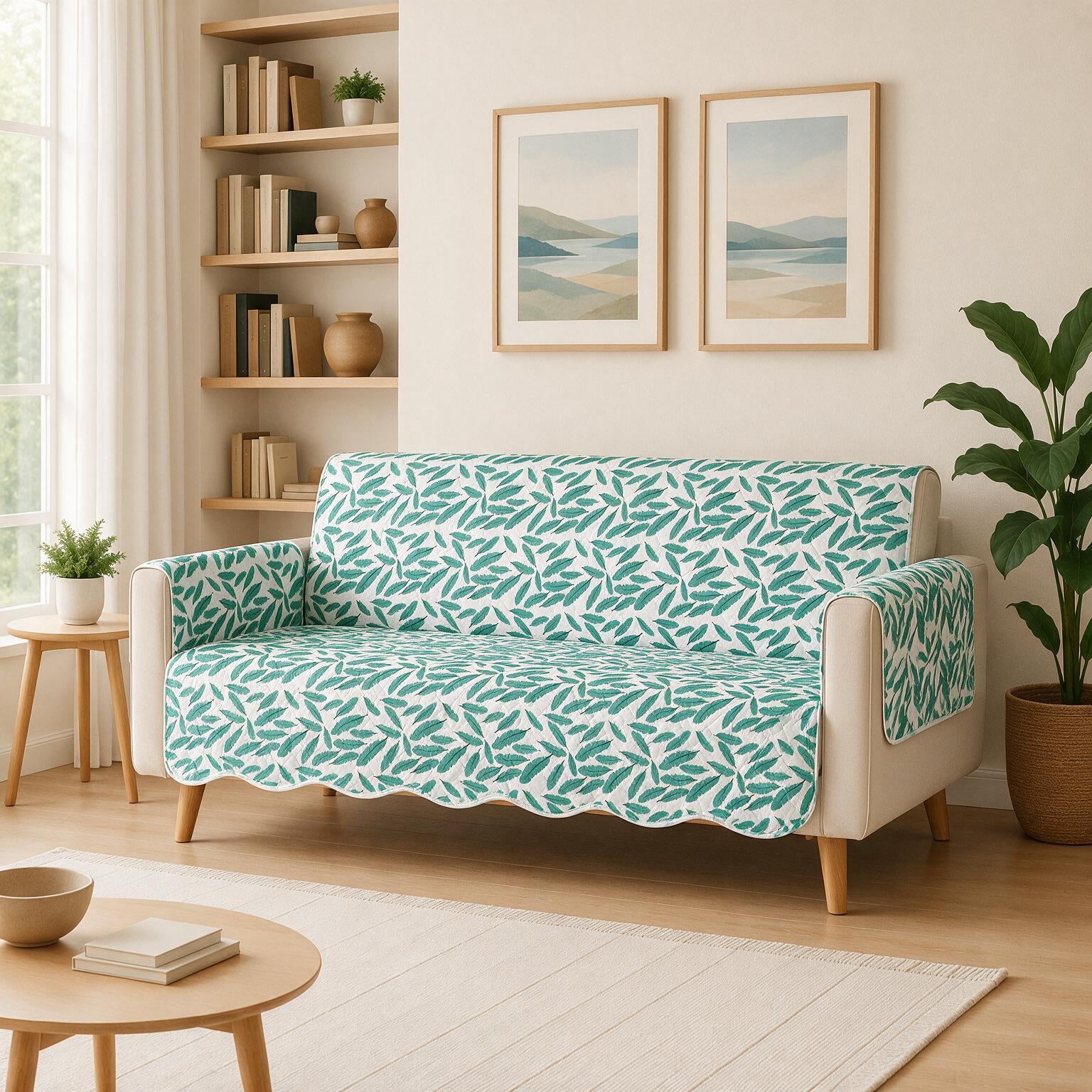 3 Seater Sofa Cover | Non Slip Base | Floral Paradise | Waves