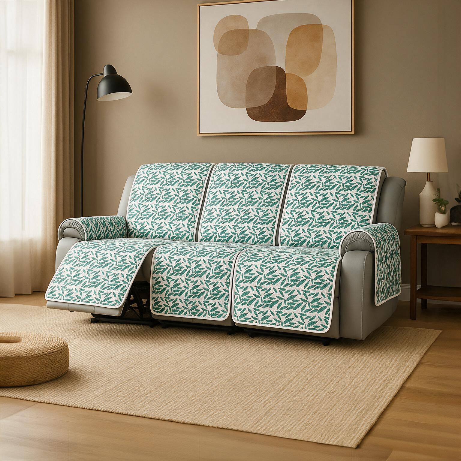 3 Seater Recliner Cover | Non Slip Base | Floral Paradise