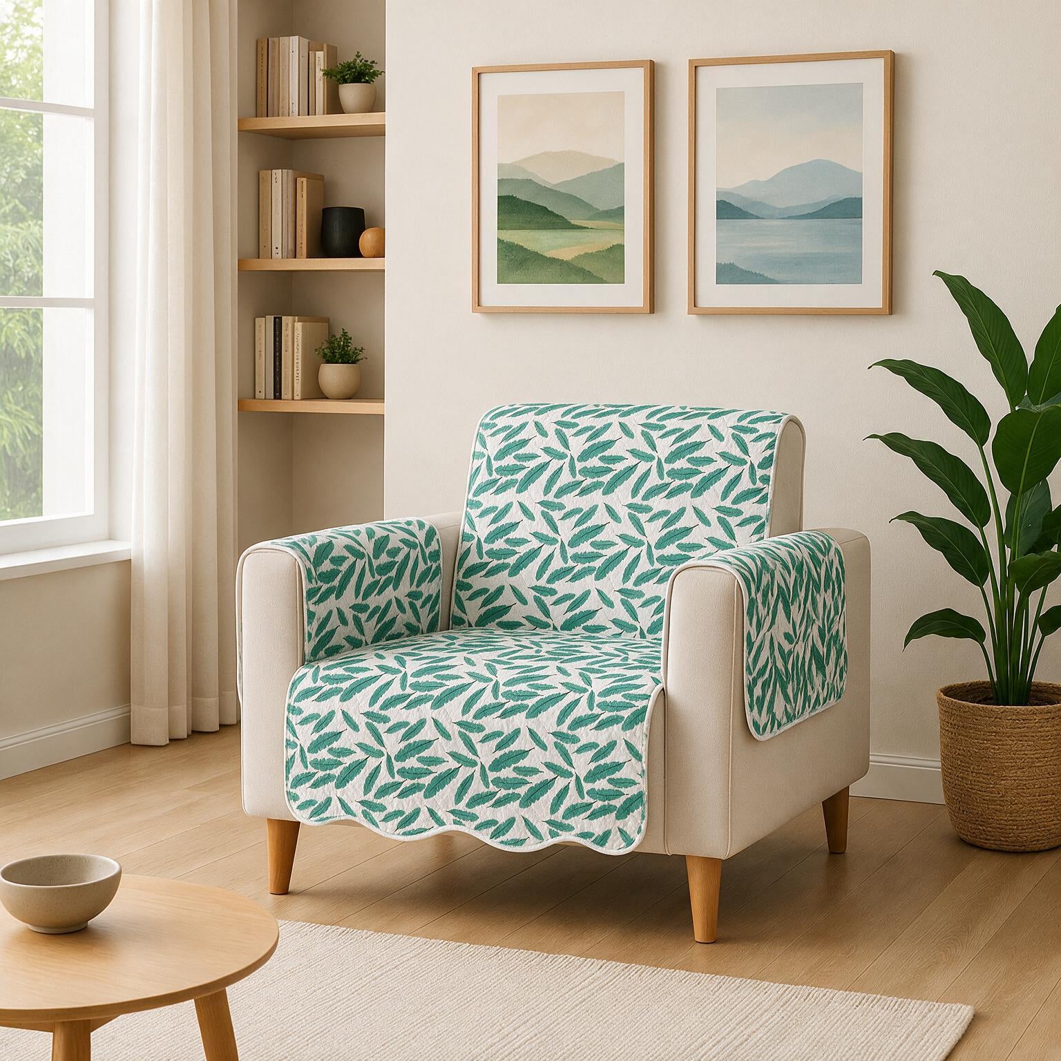 1 Seater Sofa Cover | Non Slip Base | Floral Paradise | Waves
