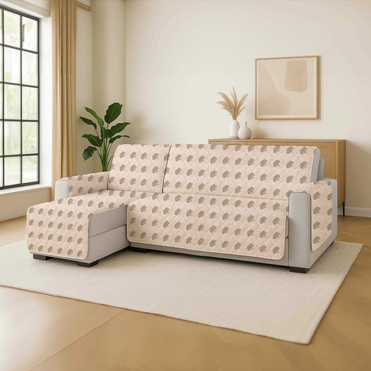 L-Shape Sofa Cover with Non Slip Base Fallen Leaves
