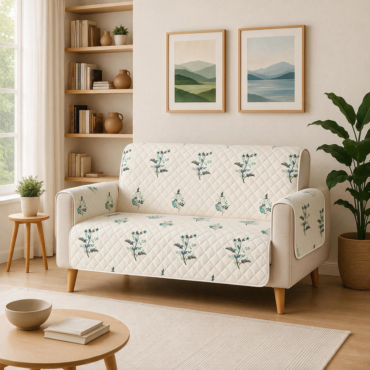 2 Seater Sofa Cover | Non Slip Base | Silent Meadow