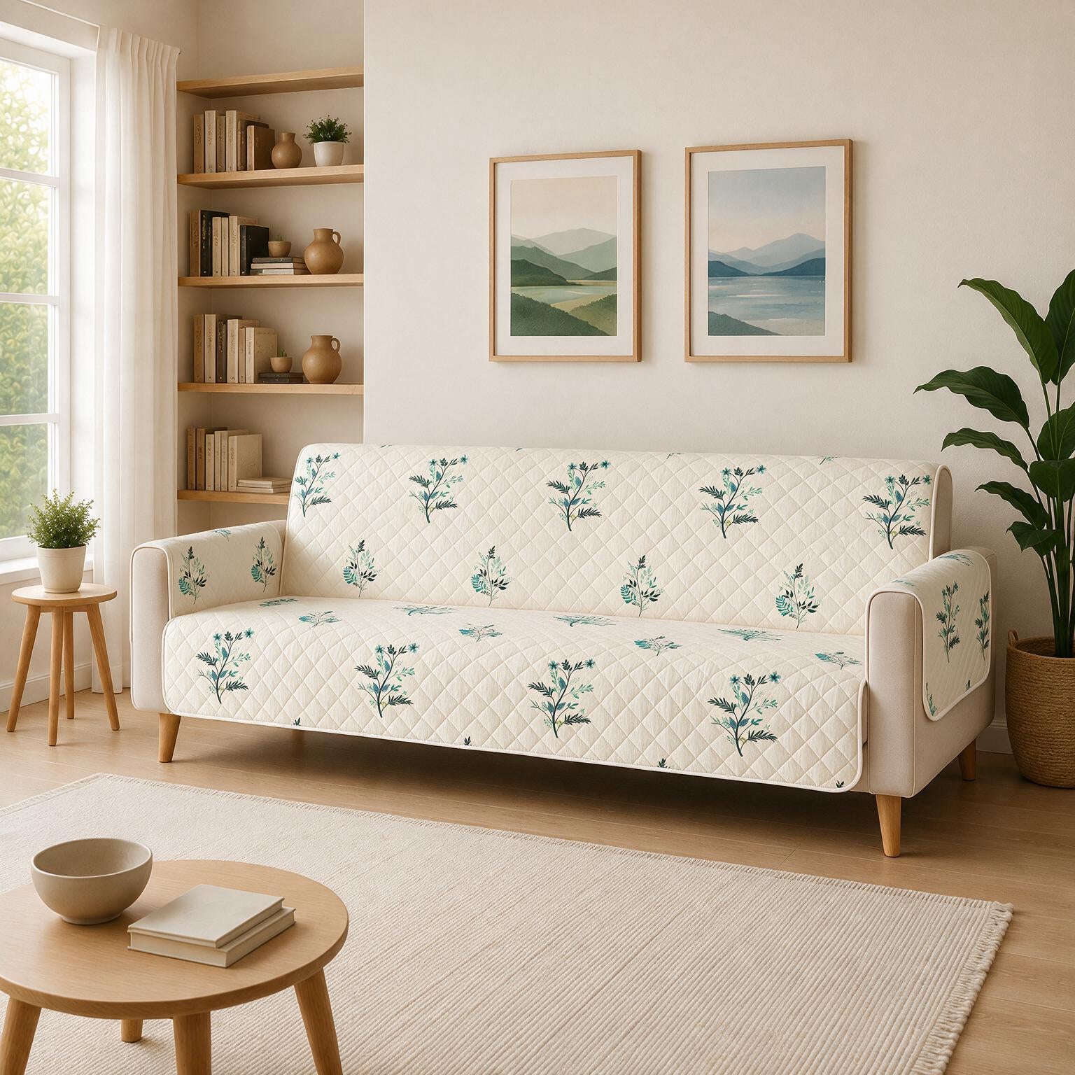 4 Seater Sofa Cover | Non Slip Base | Silent Meadow